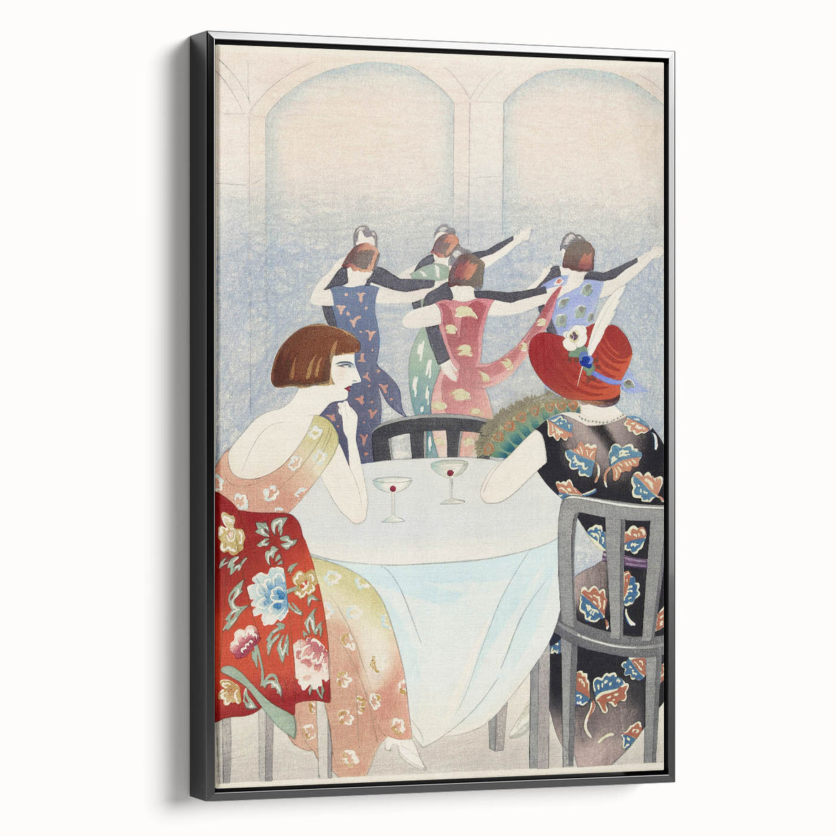 Modern Wall Art: Elegant Dance Salon Scene in Vintage Style