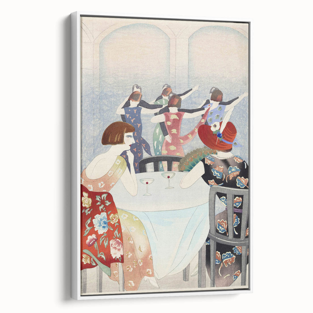 Modern Wall Art: Elegant Dance Salon Scene in Vintage Style