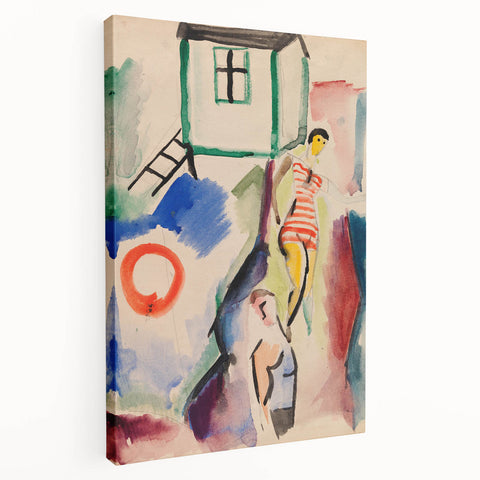 Modern Wall Art: Abstract Beach Scene with Vibrant Colors