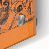 Modern Wall Art: Expressive Portrait on Warm Orange Background