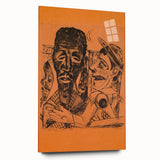 Modern Wall Art: Expressive Portrait on Warm Orange Background