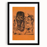 Modern Wall Art: Expressive Portrait on Warm Orange Background