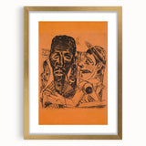 Modern Wall Art: Expressive Portrait on Warm Orange Background