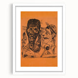 Modern Wall Art: Expressive Portrait on Warm Orange Background
