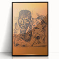 Modern Wall Art: Expressive Portrait on Warm Orange Background