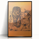 Modern Wall Art: Expressive Portrait on Warm Orange Background