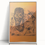 Modern Wall Art: Expressive Portrait on Warm Orange Background