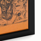 Modern Wall Art: Expressive Portrait on Warm Orange Background