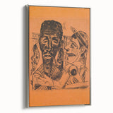 Modern Wall Art: Expressive Portrait on Warm Orange Background
