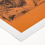 Modern Wall Art: Expressive Portrait on Warm Orange Background