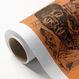 Modern Wall Art: Expressive Portrait on Warm Orange Background