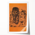 Modern Wall Art: Expressive Portrait on Warm Orange Background