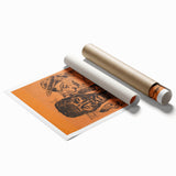 Modern Wall Art: Expressive Portrait on Warm Orange Background