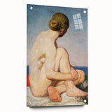 Modern Wall Art: Serene Nude Portrait by the Sea in Soft Tones