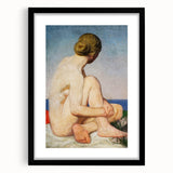 Modern Wall Art: Serene Nude Portrait by the Sea in Soft Tones
