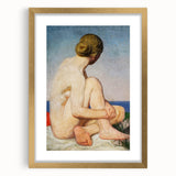 Modern Wall Art: Serene Nude Portrait by the Sea in Soft Tones