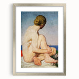 Modern Wall Art: Serene Nude Portrait by the Sea in Soft Tones