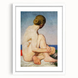 Modern Wall Art: Serene Nude Portrait by the Sea in Soft Tones