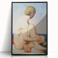 Modern Wall Art: Serene Nude Portrait by the Sea in Soft Tones