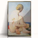 Modern Wall Art: Serene Nude Portrait by the Sea in Soft Tones