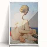Modern Wall Art: Serene Nude Portrait by the Sea in Soft Tones