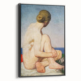 Modern Wall Art: Serene Nude Portrait by the Sea in Soft Tones