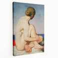 Modern Wall Art: Serene Nude Portrait by the Sea in Soft Tones