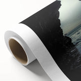 Rolled canvas artwork showcasing a vibrant landscape of caves, featuring rich colors and intricate details, packaged securely in a protective cardboard tube. Perfect for home decor enthusiasts seeking unique nature-inspired art.