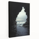 Stretched canvas artwork showcasing a stunning landscape of cave formations, highlighting intricate textures and natural colors, perfect for home decor.
