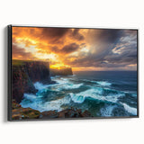 Framed canvas artwork depicting dramatic cliffs and landscapes with a black side view, perfect for modern home decor. Ideal for nature lovers and art enthusiasts.