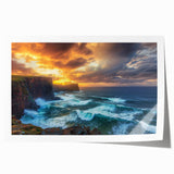 Stunning rolled canvas print showcasing a vibrant cliff landscape with dramatic colors and textures, elegantly packaged in a protective cardboard tube for art enthusiasts.