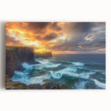 Vibrant stretched canvas artwork depicting a breathtaking cliff landscape, showcasing rich colors and intricate details, perfect for home décor enhancement.