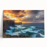 Stretched canvas artwork showcasing vibrant cliffs and landscapes in rich colors, designed to enhance home decor with natural beauty and texture.
