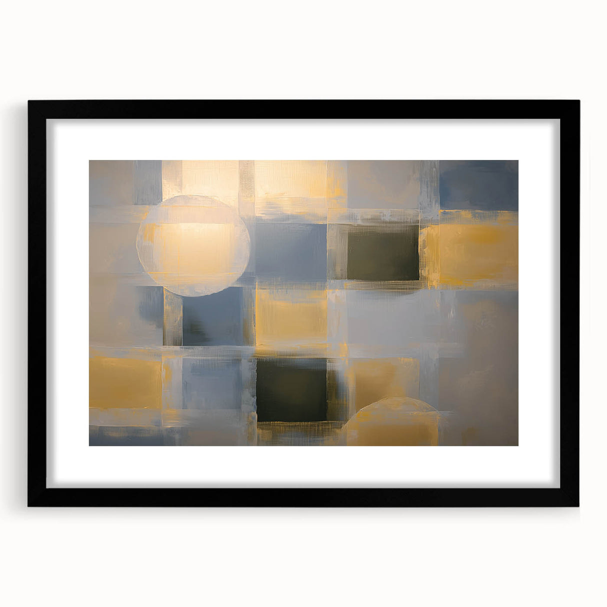 Modern Abstract Bedroom Wall Art – Gold and Gray Canvas Print
