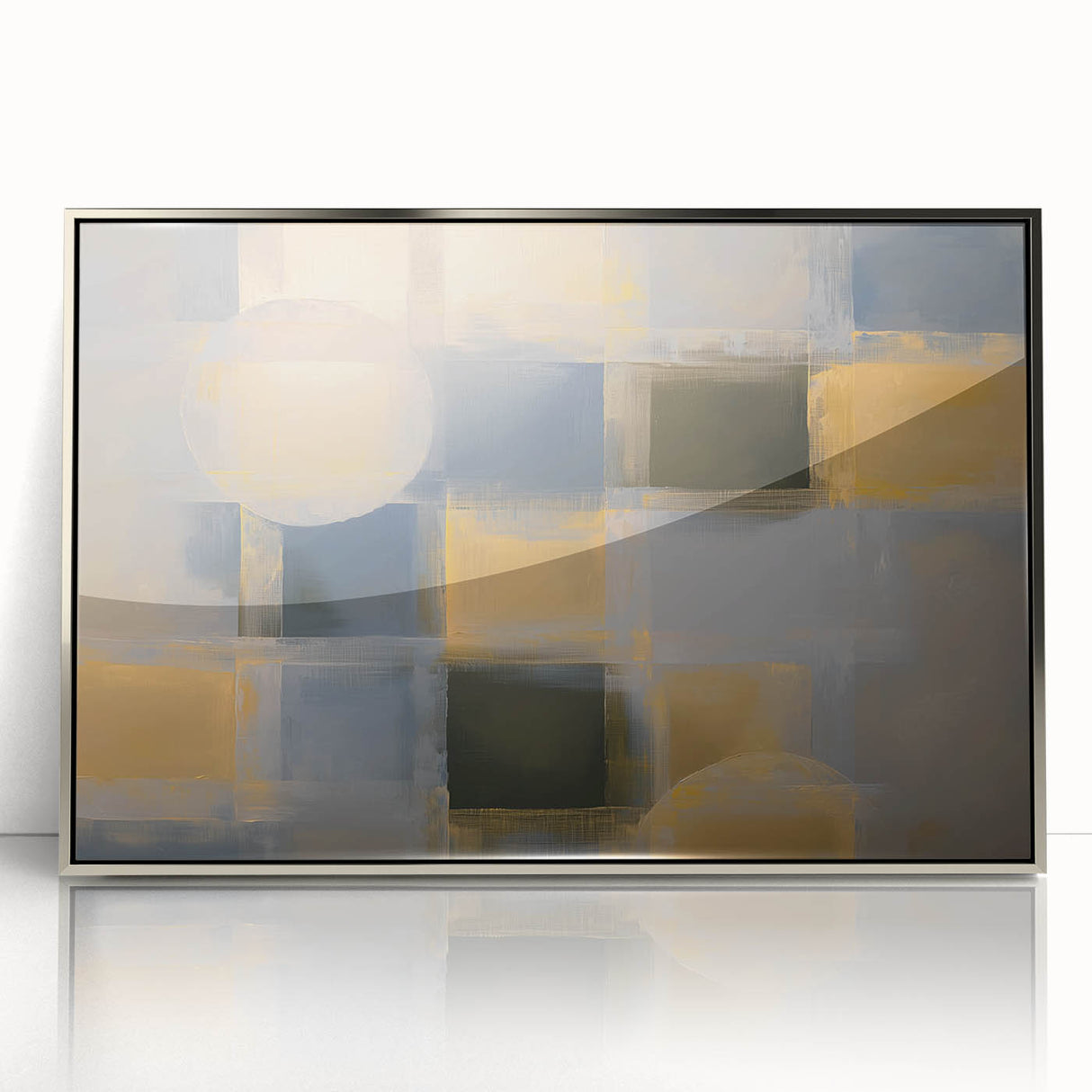 Modern Abstract Bedroom Wall Art – Gold and Gray Canvas Print