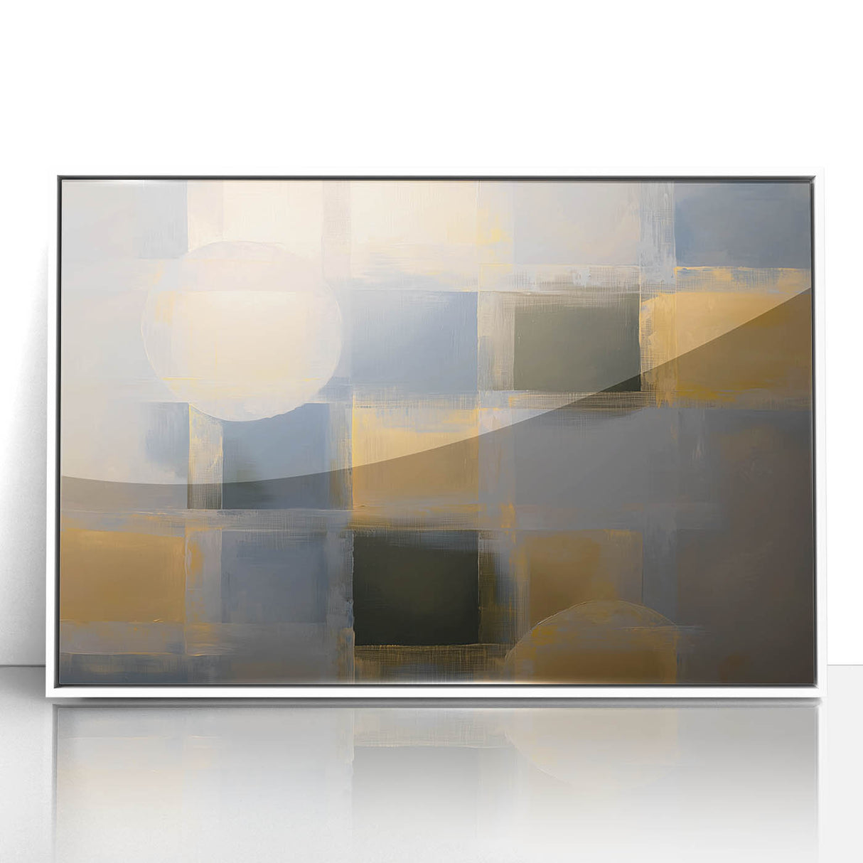 Modern Abstract Bedroom Wall Art – Gold and Gray Canvas Print