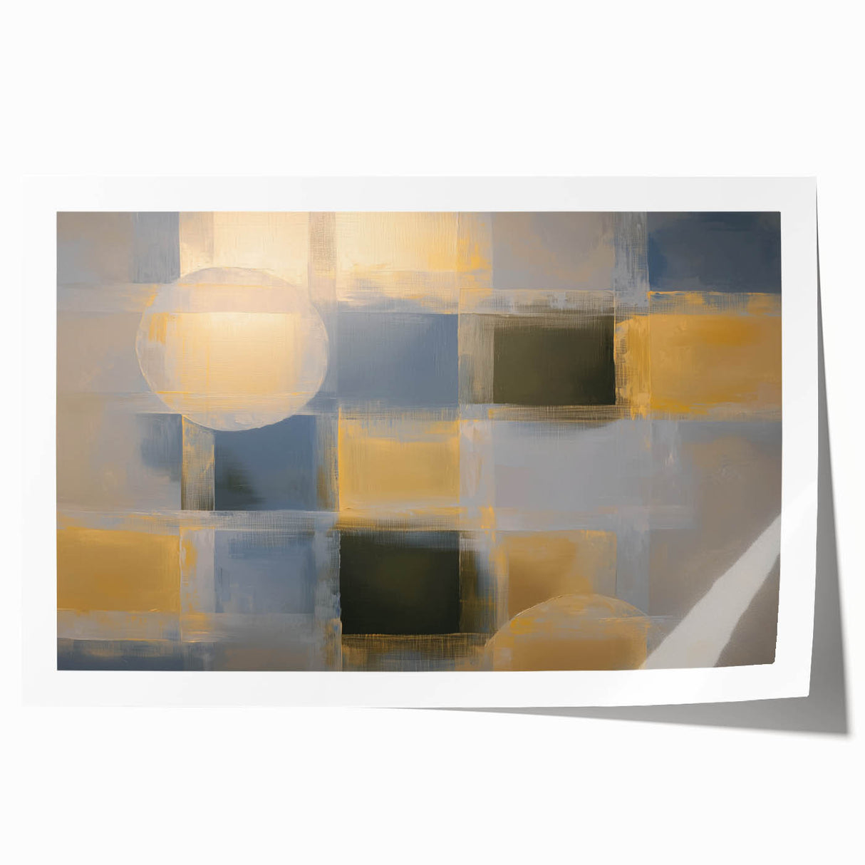 Modern Abstract Bedroom Wall Art – Gold and Gray Canvas Print