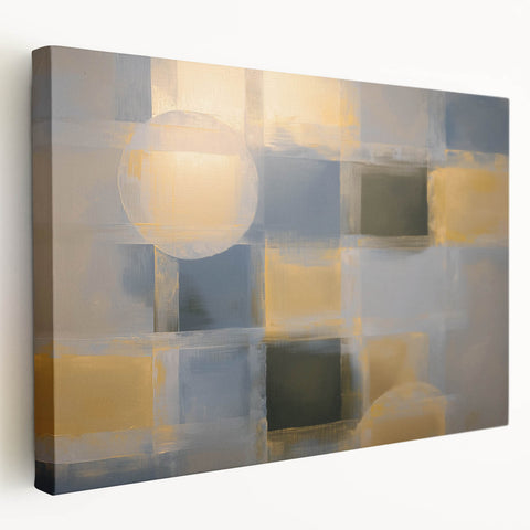 Modern Abstract Bedroom Wall Art – Gold and Gray Canvas Print