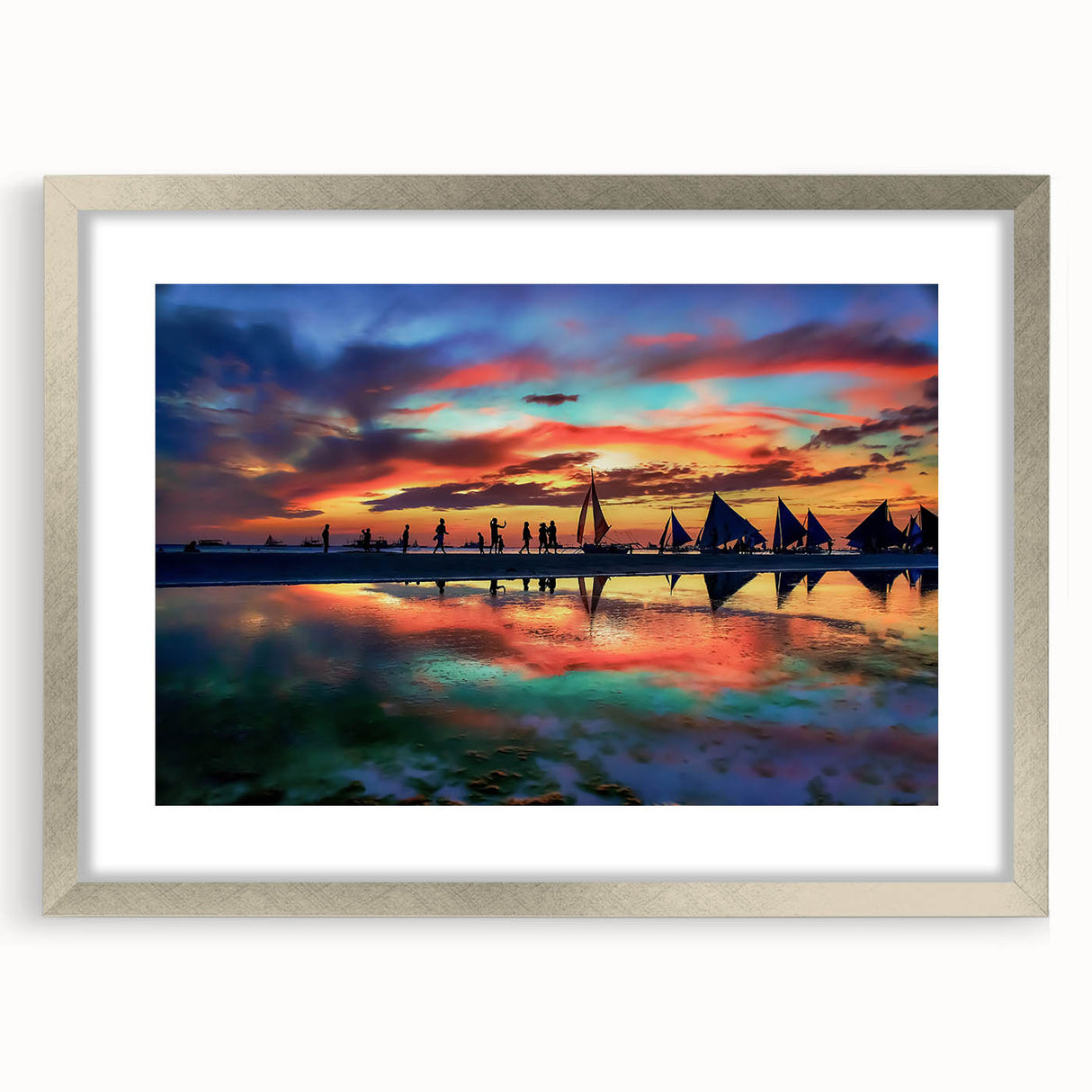 Vibrant Sunset Beach Office Wall Art – Modern Corporate Decor