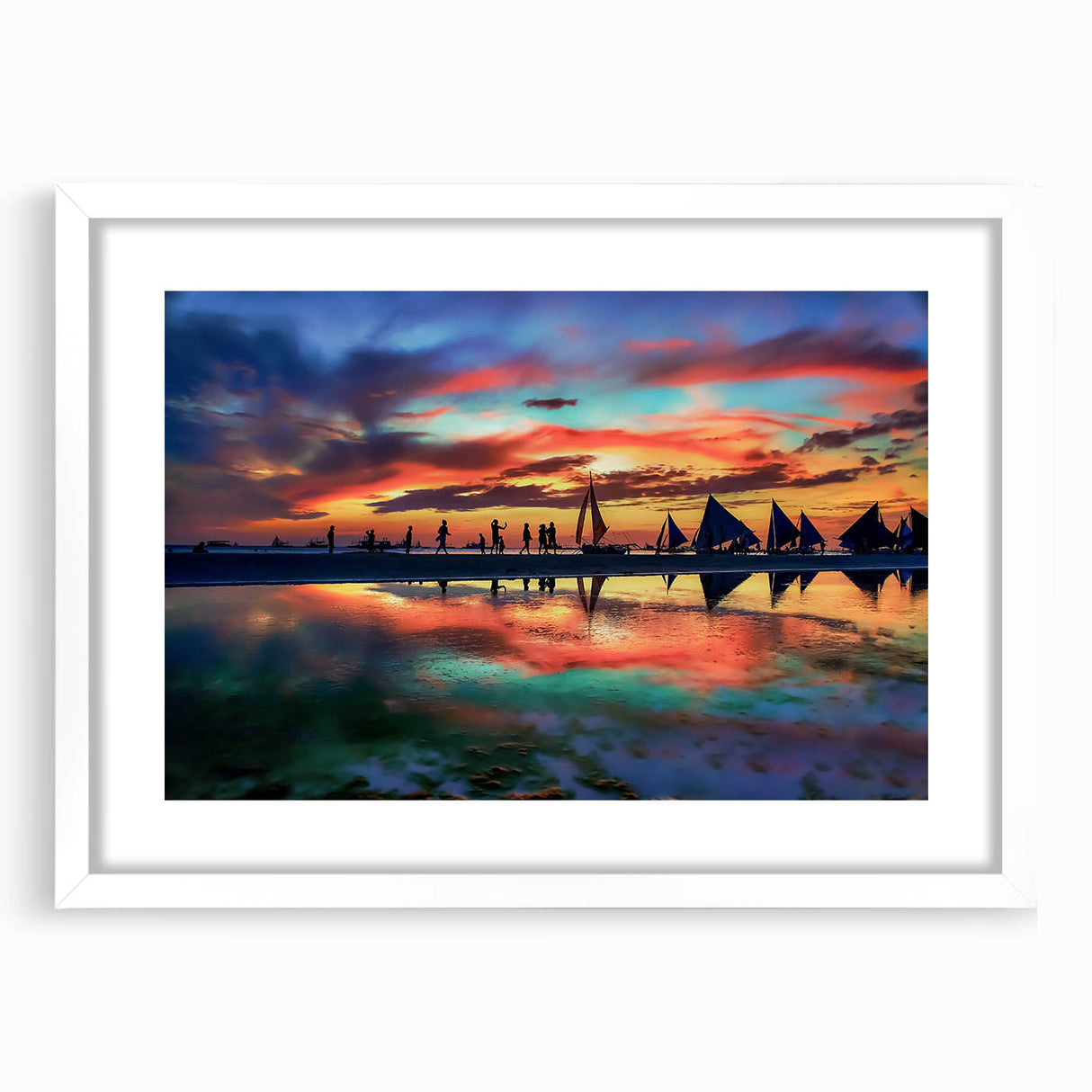 Vibrant Sunset Beach Office Wall Art – Modern Corporate Decor