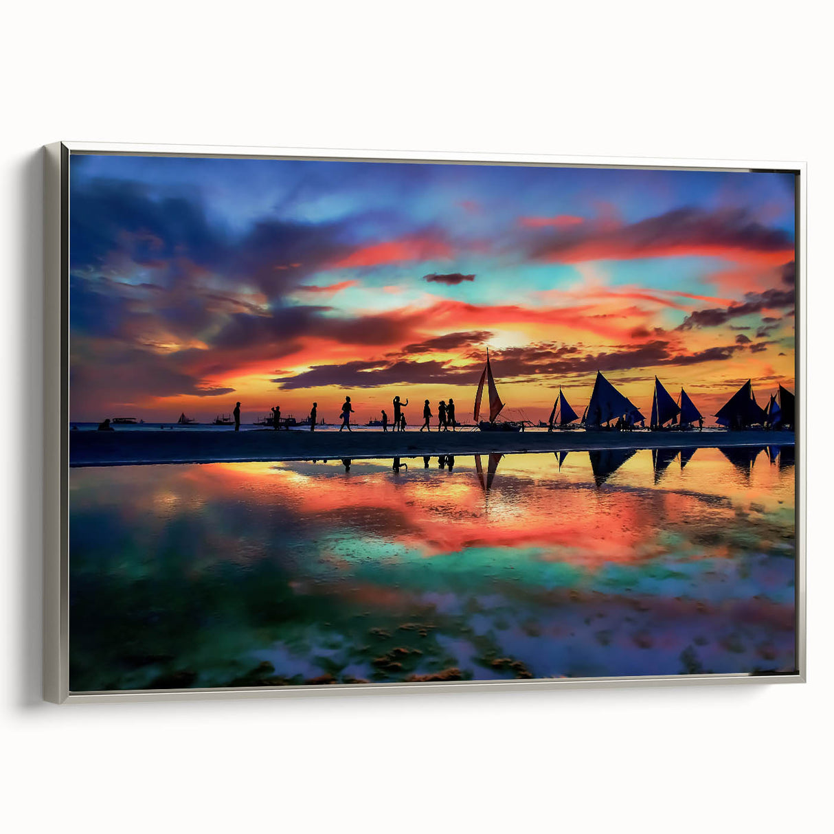 Vibrant Sunset Beach Office Wall Art – Modern Corporate Decor