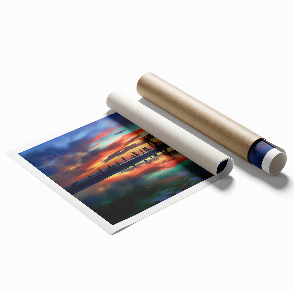 Vibrant Sunset Beach Office Wall Art – Modern Corporate Decor