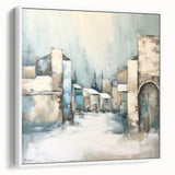 Framed abstract architecture wall art in a sleek white design, showcasing geometric shapes and modern aesthetics, perfect for contemporary home decor.