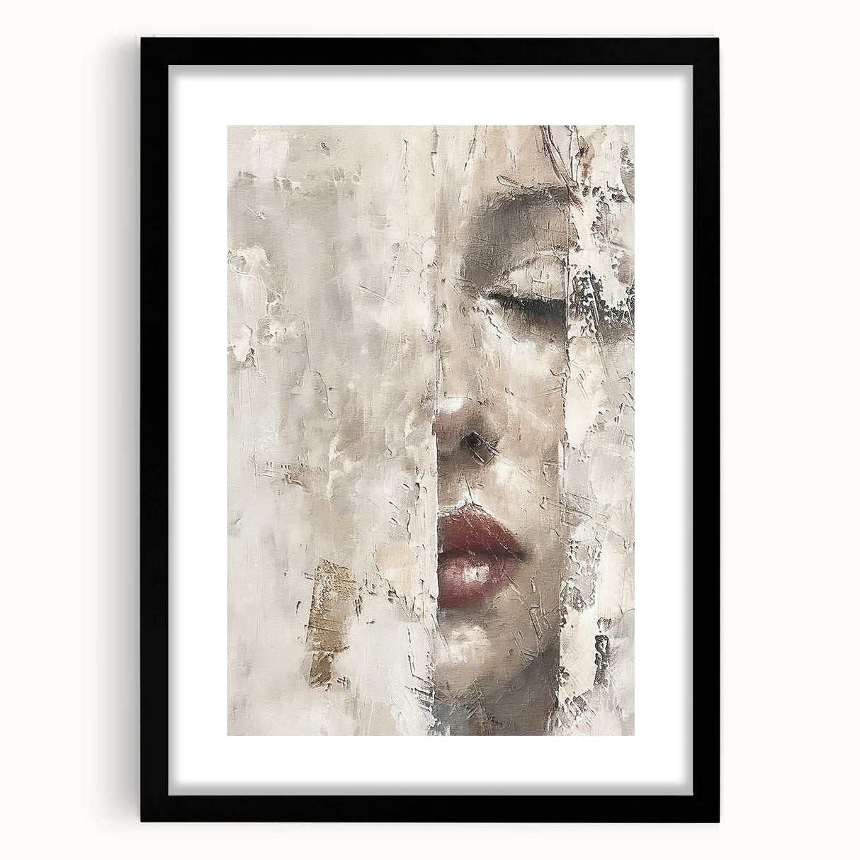 Abstract figurative wall art framed in black, showcasing vibrant colors and dynamic shapes, ideal for modern home decor and artistic expression.