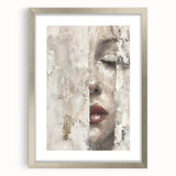 Abstract figurative wall art in a sleek silver frame with a white mat, showcasing vibrant colors and modern design, ideal for contemporary home decor.