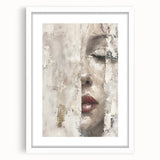 Abstract figurative wall art framed with a white mat, showcasing vibrant colors and intricate shapes. Perfect for modern home decor, adding a contemporary touch to any space.