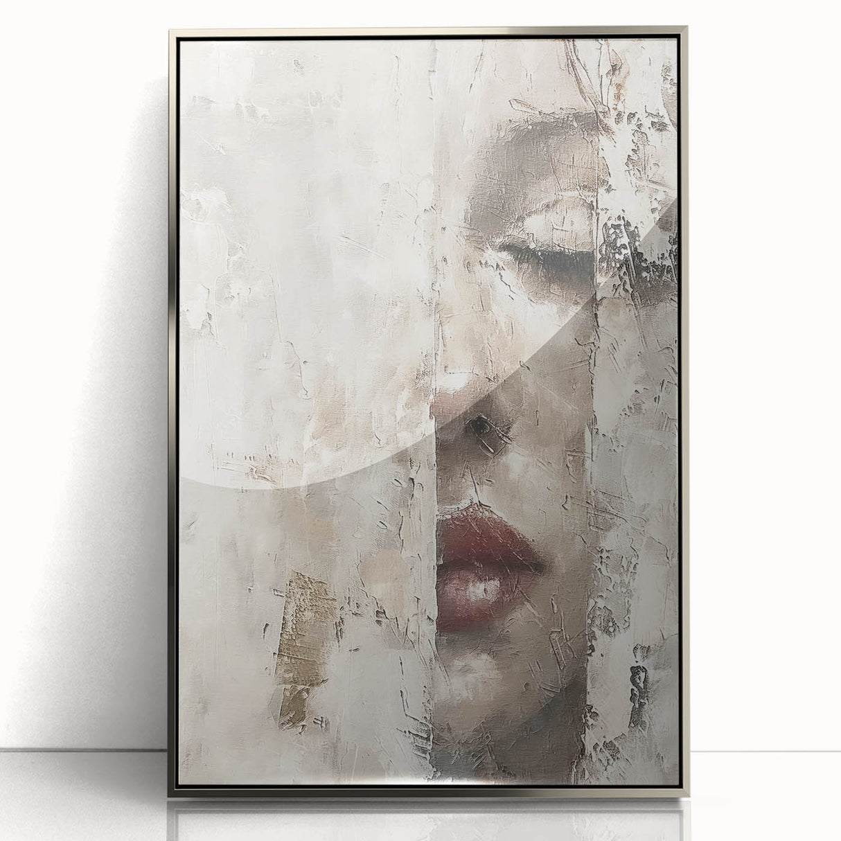 Framed abstract figurative wall art showcasing vibrant colors and dynamic shapes, set in a sleek silver frame, perfect for modern home decor.