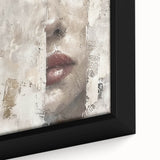 Close-up of a framed abstract figurative wall art piece showcasing vibrant colors and dynamic shapes, perfect for modern home decor. This eye-catching canvas adds artistic flair to any room, enhancing aesthetic appeal.