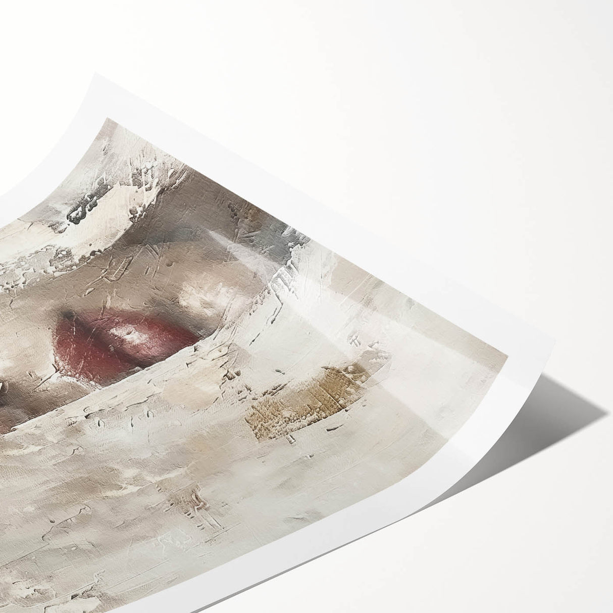Abstract figurative wall art rolled print showcasing vibrant colors and dynamic shapes, elegantly packaged in a protective cardboard tube for easy display.