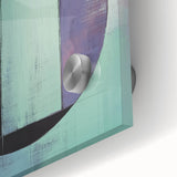 Close-up of a vibrant abstract geometric acrylic glass artwork showcasing bold colors and intricate patterns, ideal for modern home decor and artistic spaces.